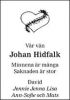 Dödsannons för Johan Hidfalk