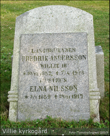 Fredrik Andersson och hustrun Elna Nilssons gravsten
