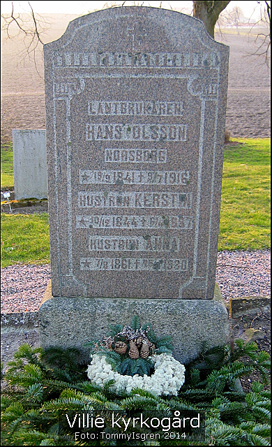 Hans Olsson och hustru nr 1 Kerstina Nilsdotter och hustru nr 2 Anna Olssons gravsten