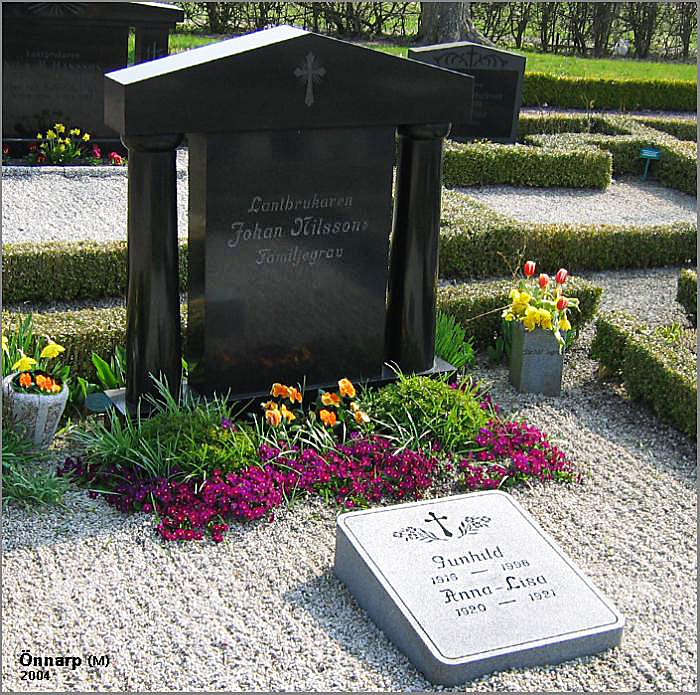 Johan Nilssons familje-gravplats i Önnarp